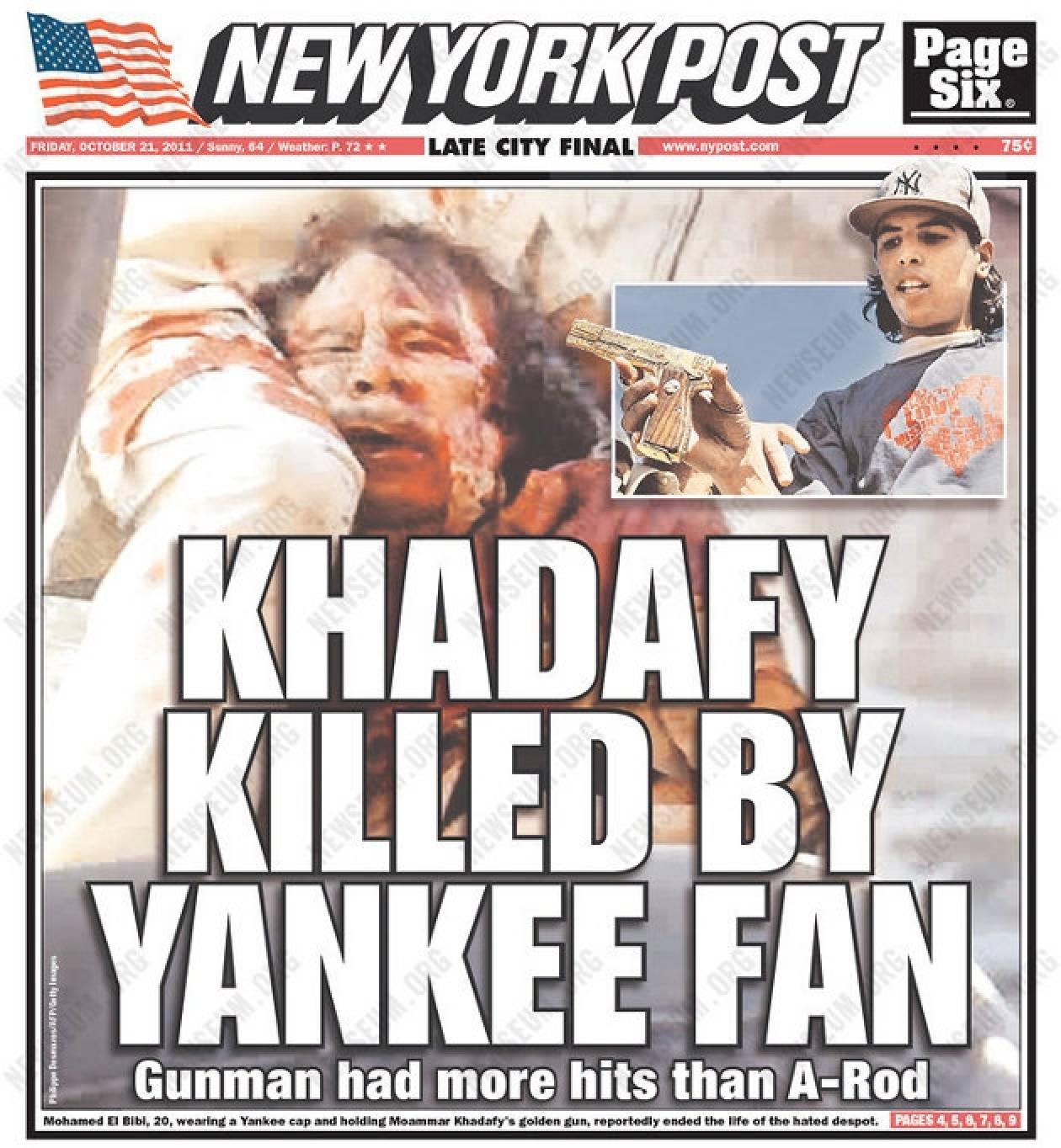Ειρωνικό δημοσίευμα για το θάνατο του Καντάφι