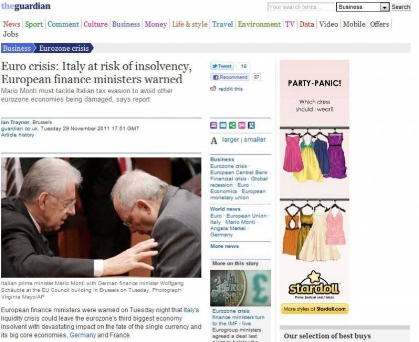 Guardian: Εμπιστευτική έκθεση προειδοποιεί για ιταλική χρεοκοπία