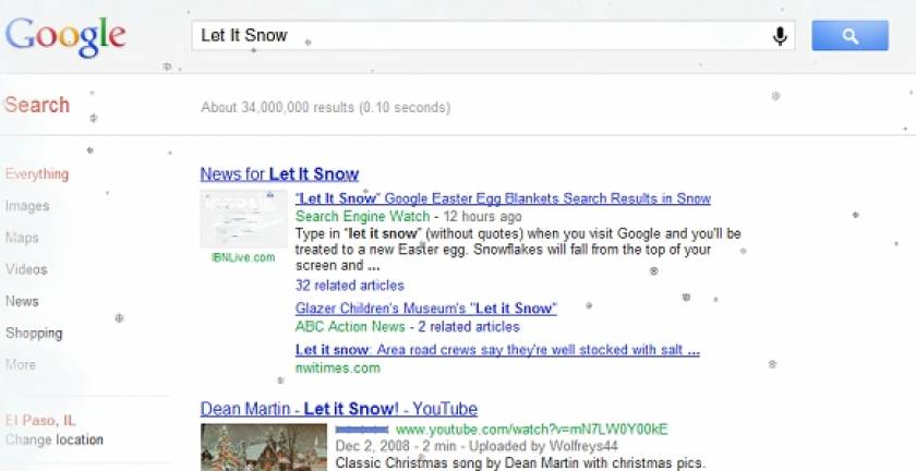 Στη σελίδα της google… χιονίζει