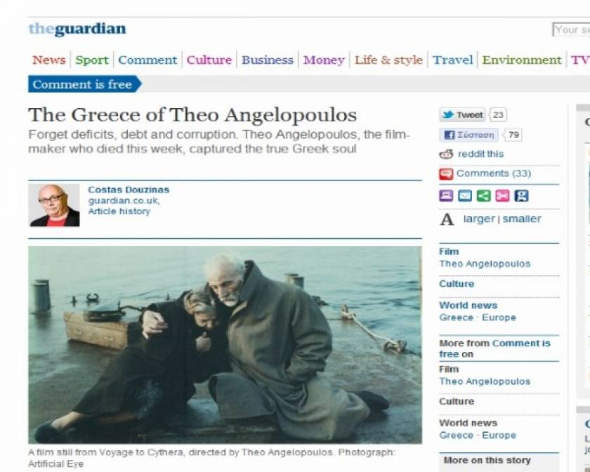 Guardian: Η Ελλάδα του Θ. Αγγελόπουλου