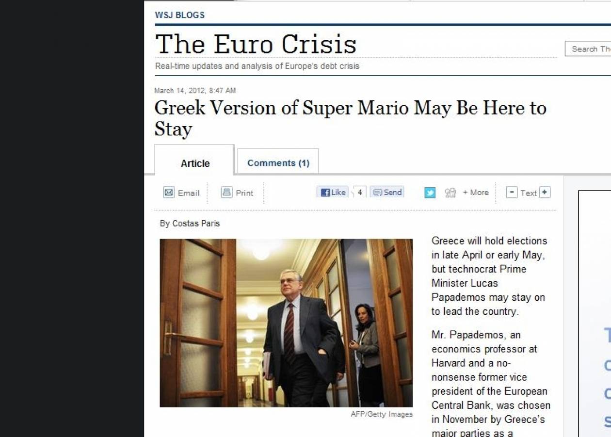 WSJ: Ο Έλληνας «σούπερ Μάριο» μπορεί να παραμείνει