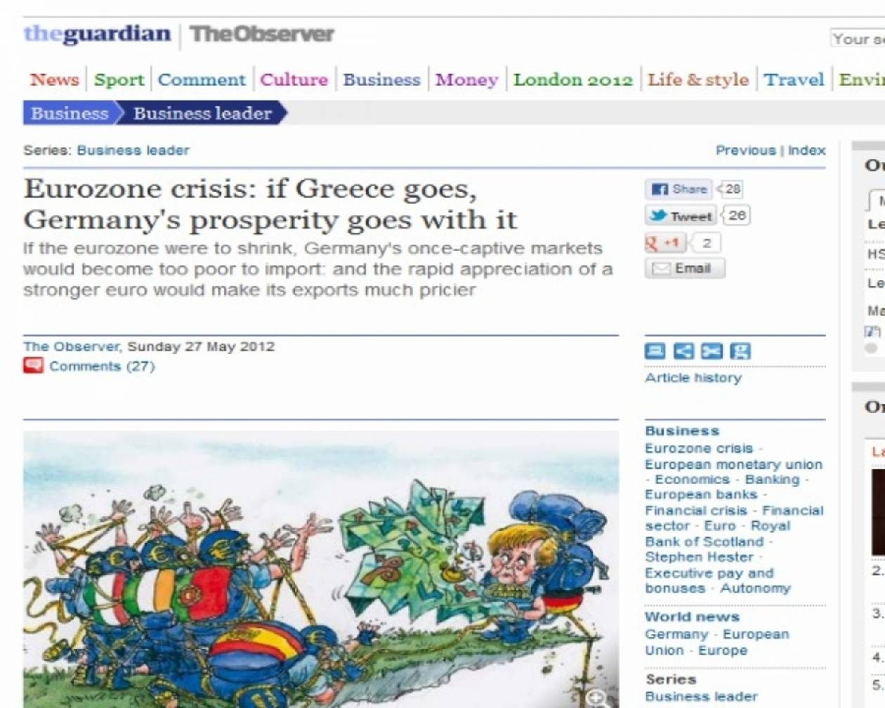 Guardian: Αν φύγει η Ελλάδα, η ευημερία της Γερμανίας πάει περίπατο