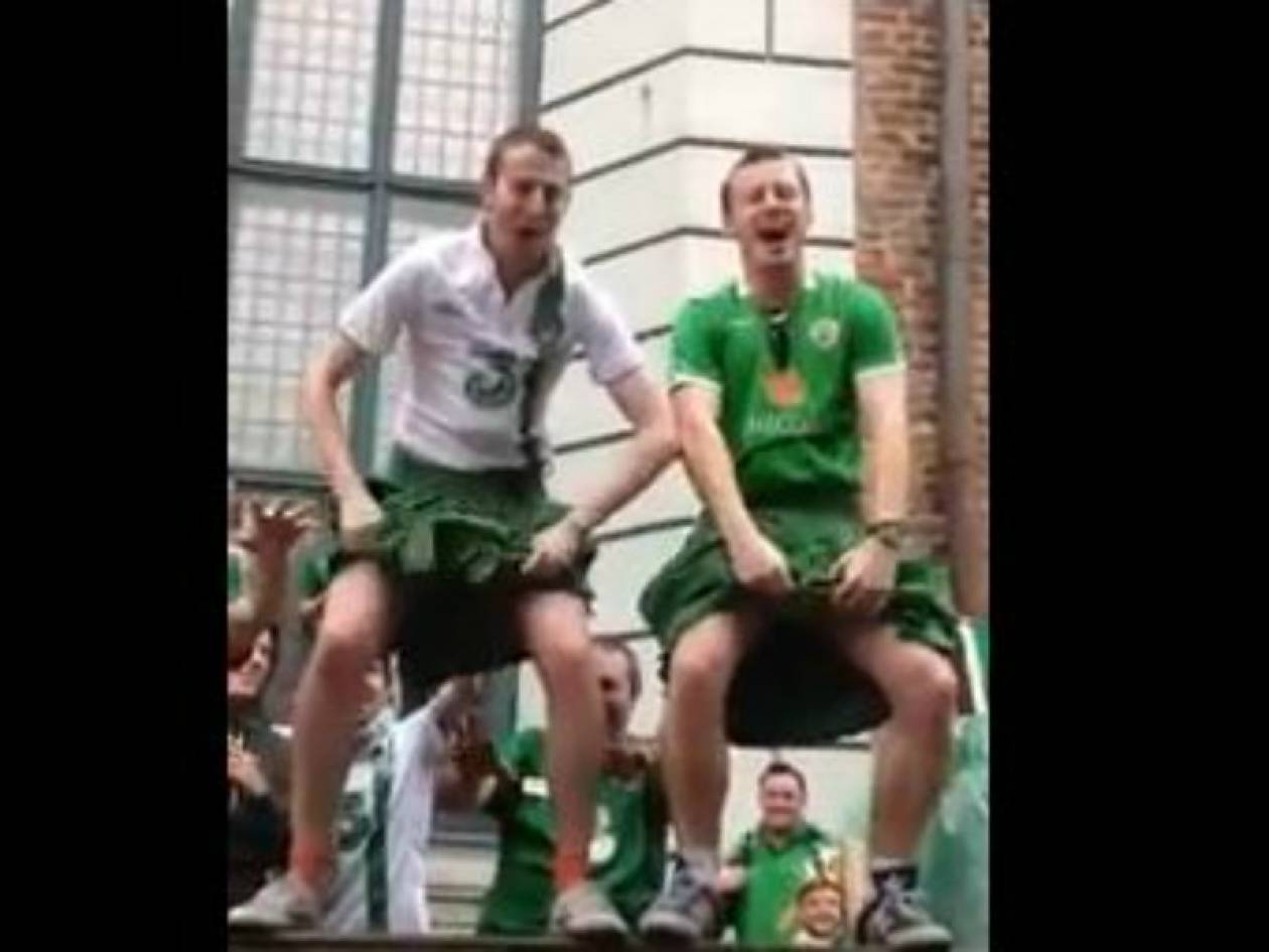 Euro 2012: Οι Ιρλανδοί οπαδοί... «τα έδειξαν» (vid)