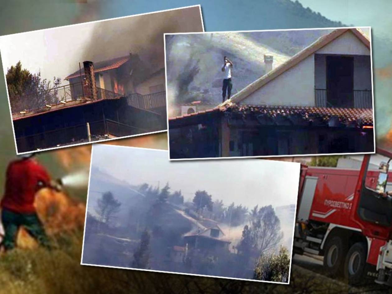 Καίγονται σπίτια στην Κερατέα