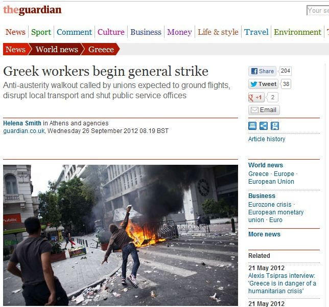 Η πανελλαδική απεργία στα ξένα μέσα ενημέρωσης 
