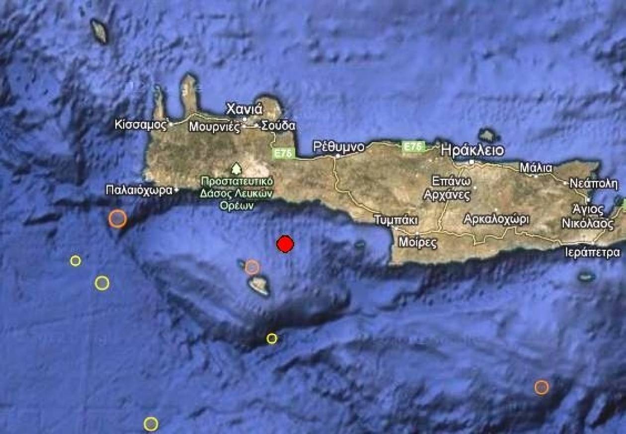 Σεισμός 3,4 Ρίχτερ νότια των Σφακίων