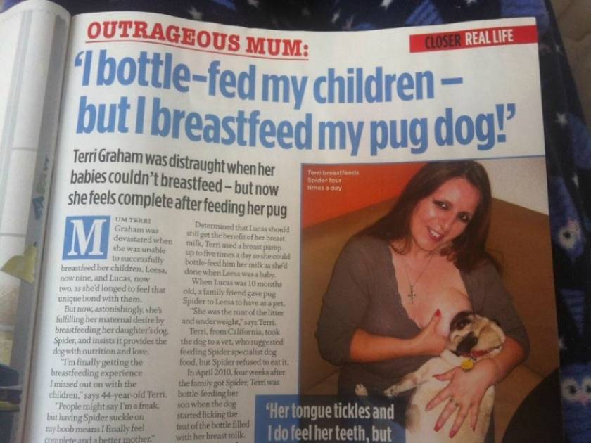 Απίστευτο: Γυναίκα θηλάζει... σκύλο!