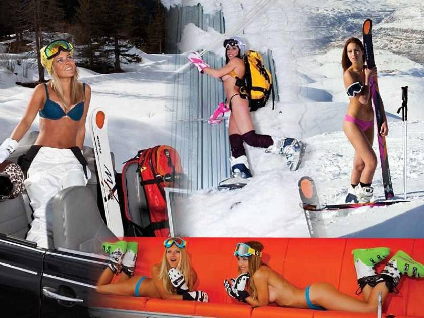 Σέξι κορίτσια  κάνουν... σκι με τα εσώρουχα!