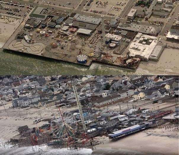 Εντυπωσιακές φωτογραφίες: Πριν και μετά τον τυφώνα Σάντι