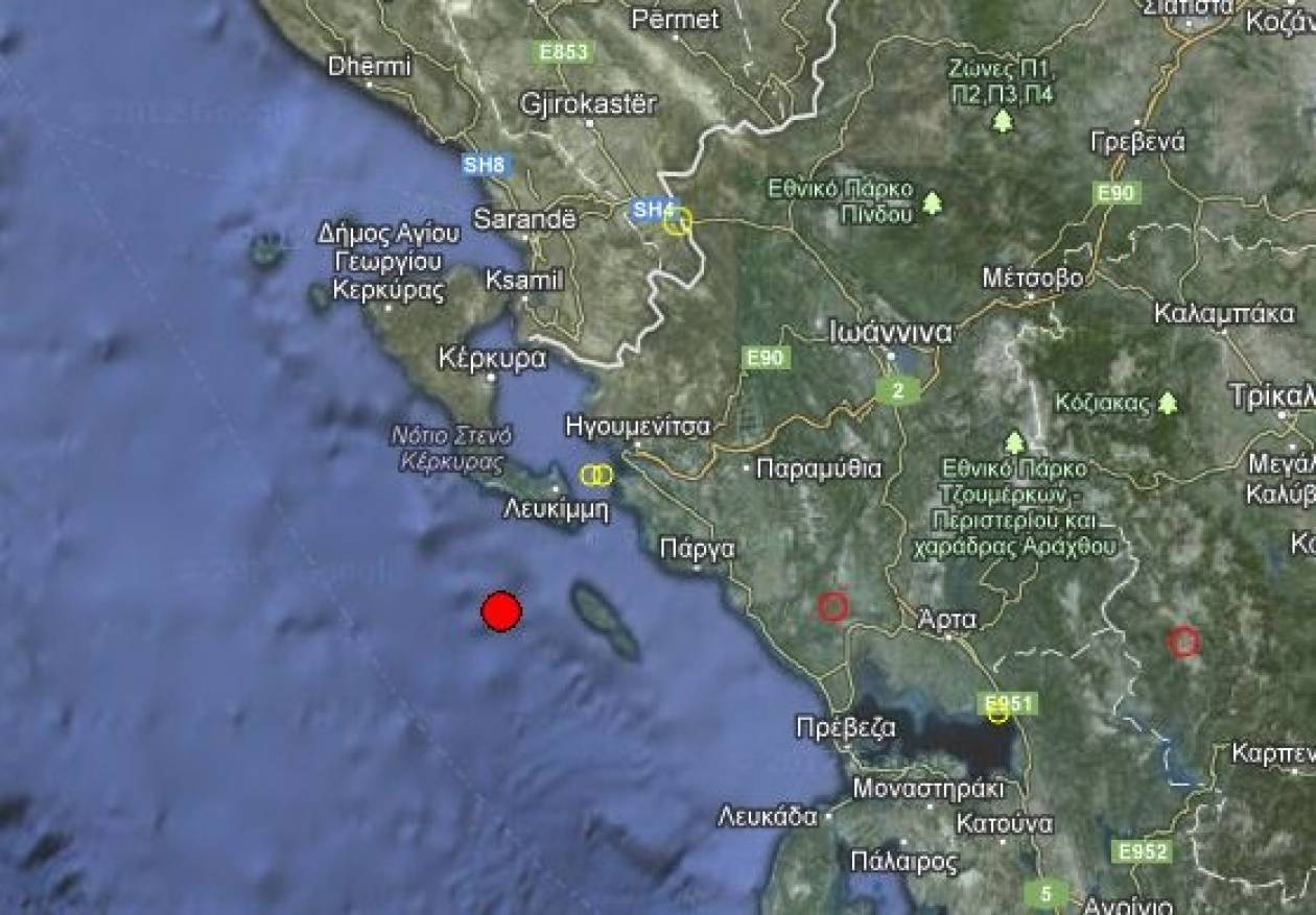 Σεισμός 3,4 Ρίχτερ νότια της Κέρκυρας