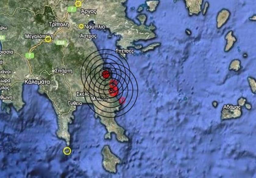 Διπλή σεισμική δόνηση στην ανατολική Πελοπόννησο