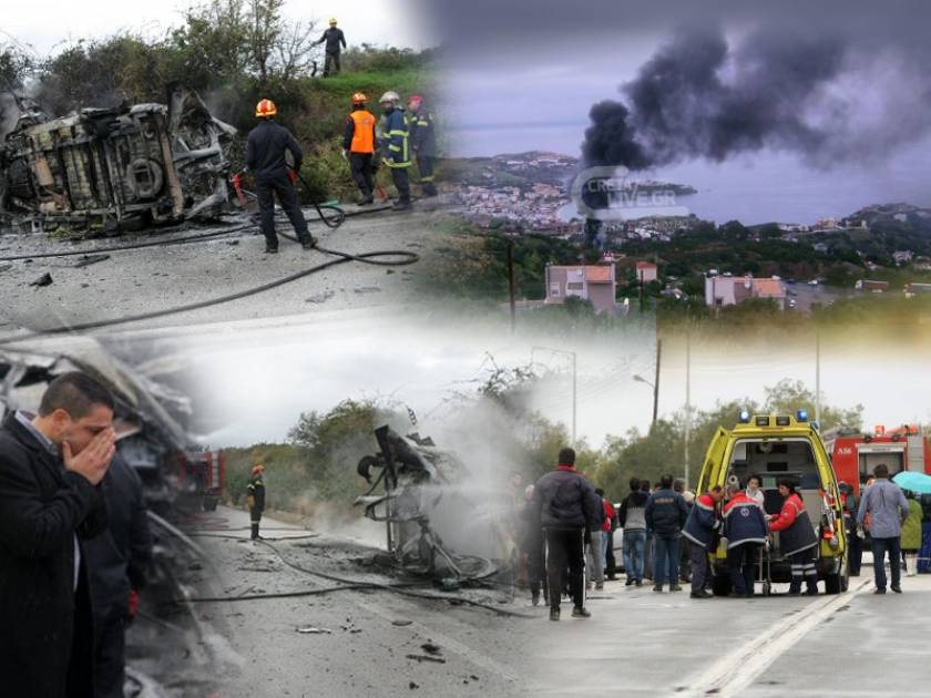 Κρήτη: Δύο νεκροί σε έκρηξη φλεγόμενου ασθενοφόρου