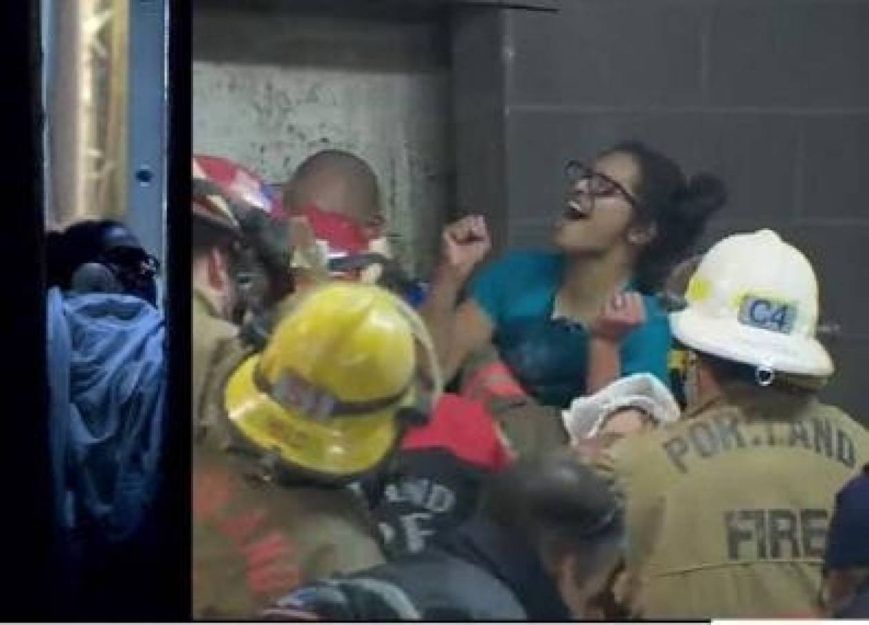 Απίστευτο βίντεο: Γυναίκα έπεσε και σφήνωσε ανάμεσα σε δύο κτίρια!