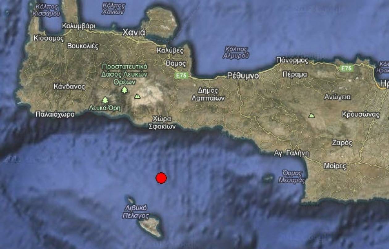 Σεισμός 4,0 Ρίχτερ νότια των Σφακίων