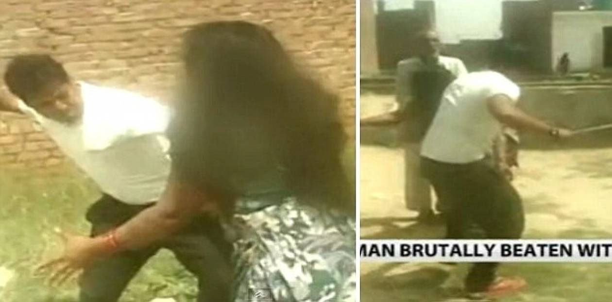 Εικόνες που ΣΟΚΑΡΟΥΝ: 4 άνδρες χτυπούν με ξύλα μια γυναίκα στην Ινδία