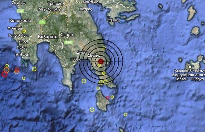 Σεισμός 4,1 Ρίχτερ στη νοτιοανατολική Πελοπόννησο