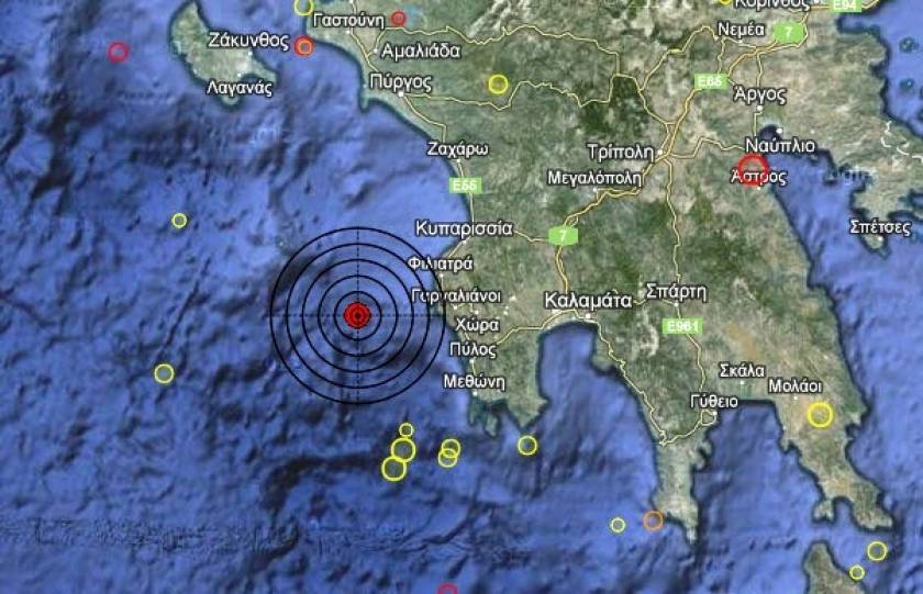 Σεισμός 3,4 Ρίχτερ δυτικά της Πελοποννήσου