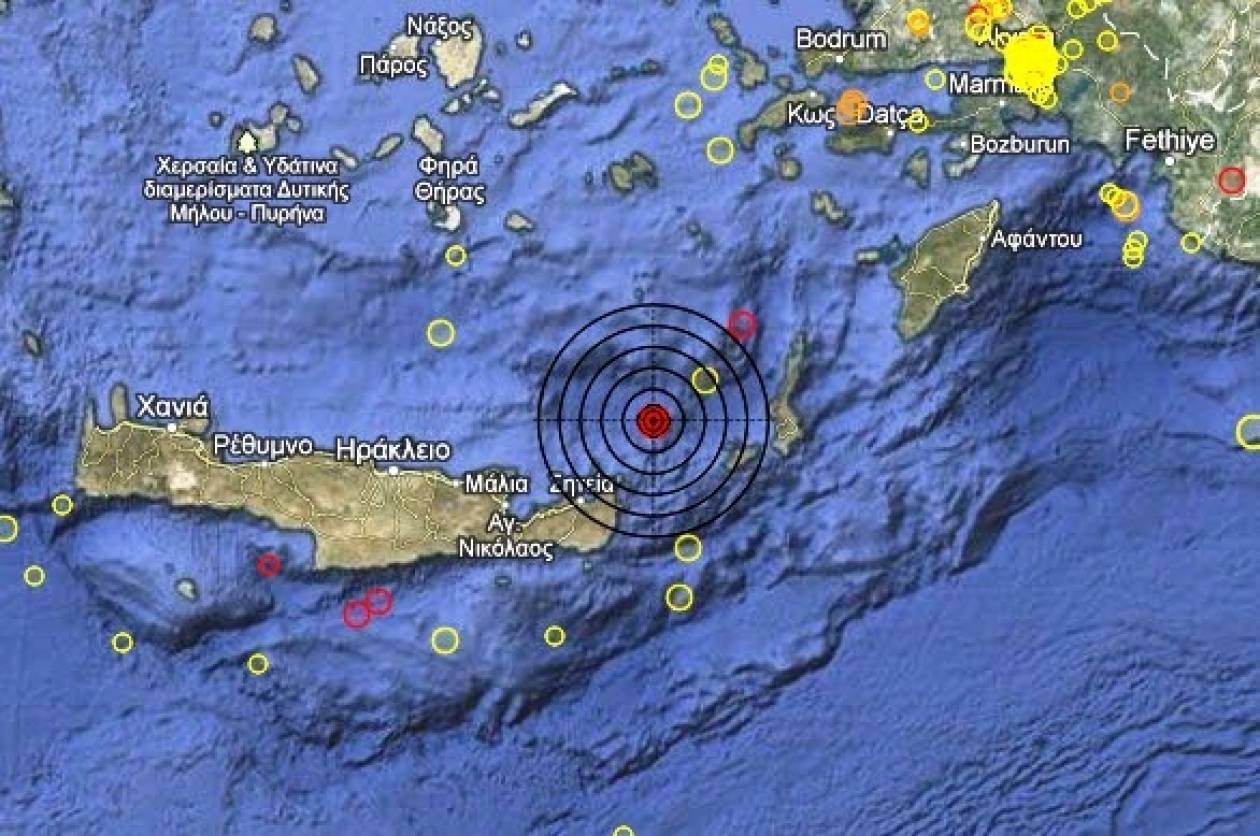 Σεισμός 4,2 Ρίχτερ ανατολικά του Ηρακλείου