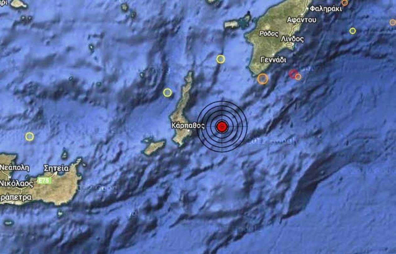 Σεισμός 3,9 Ρίχτερ ανατολικά της Καρπάθου