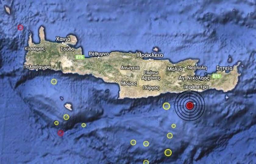 Σεισμός 3,6 Ρίχτερ νότια της Ιεράπετρας