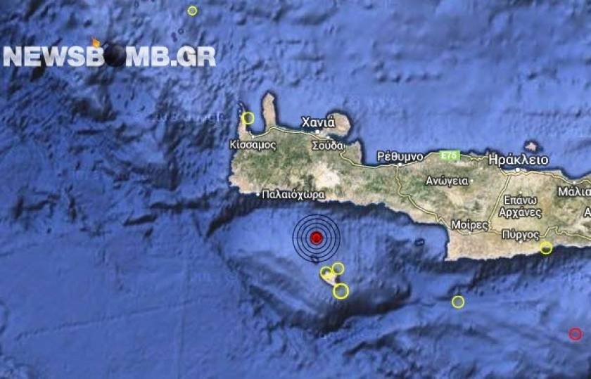 Σεισμός 3,0 Ρίχτερ νότια των Χανίων
