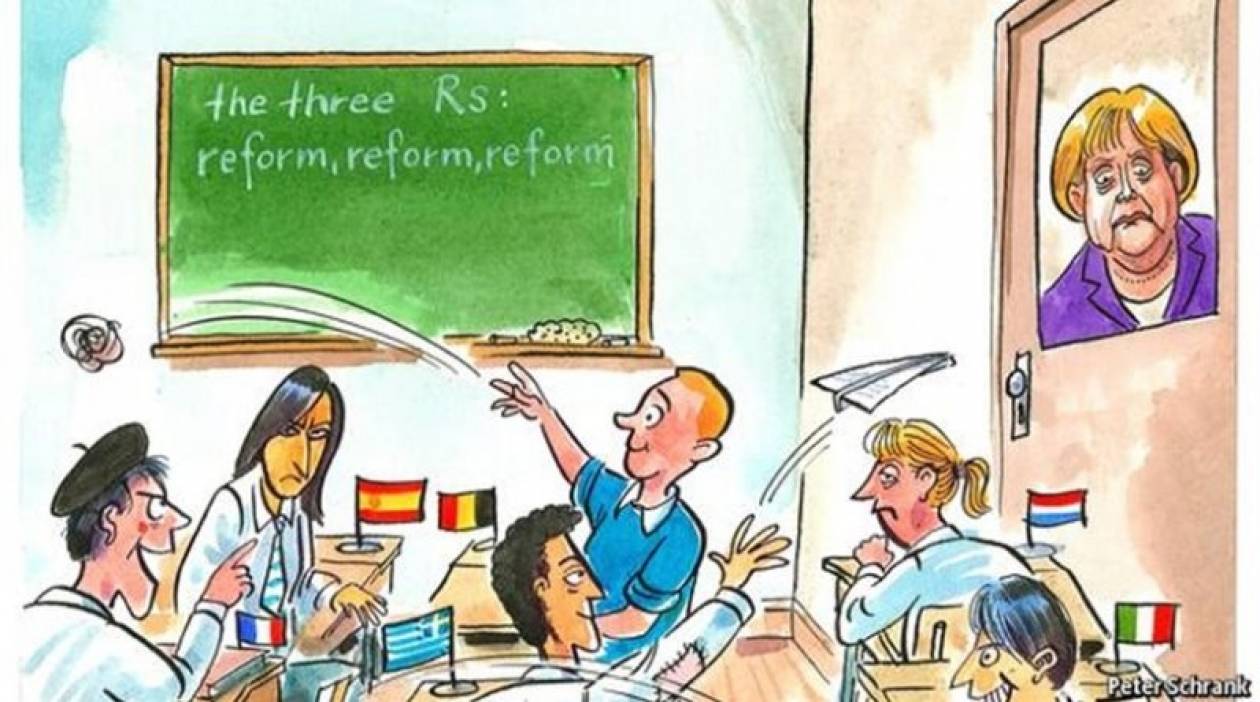 Η Μέρκελ «δασκάλα» και οι απείθαρχοι «μαθητές» Ελλάδα,Ιταλία,Ισπανία