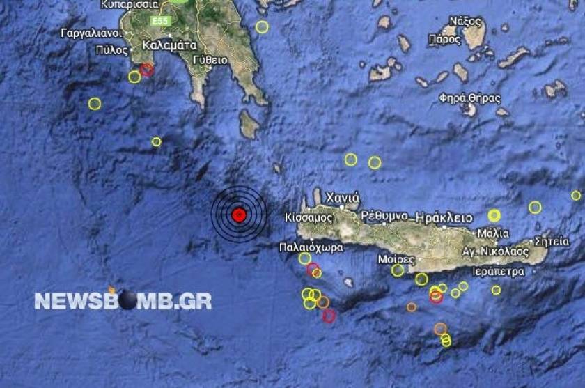 Σεισμός 3,3 Ρίχτερ δυτικά της Κρήτης