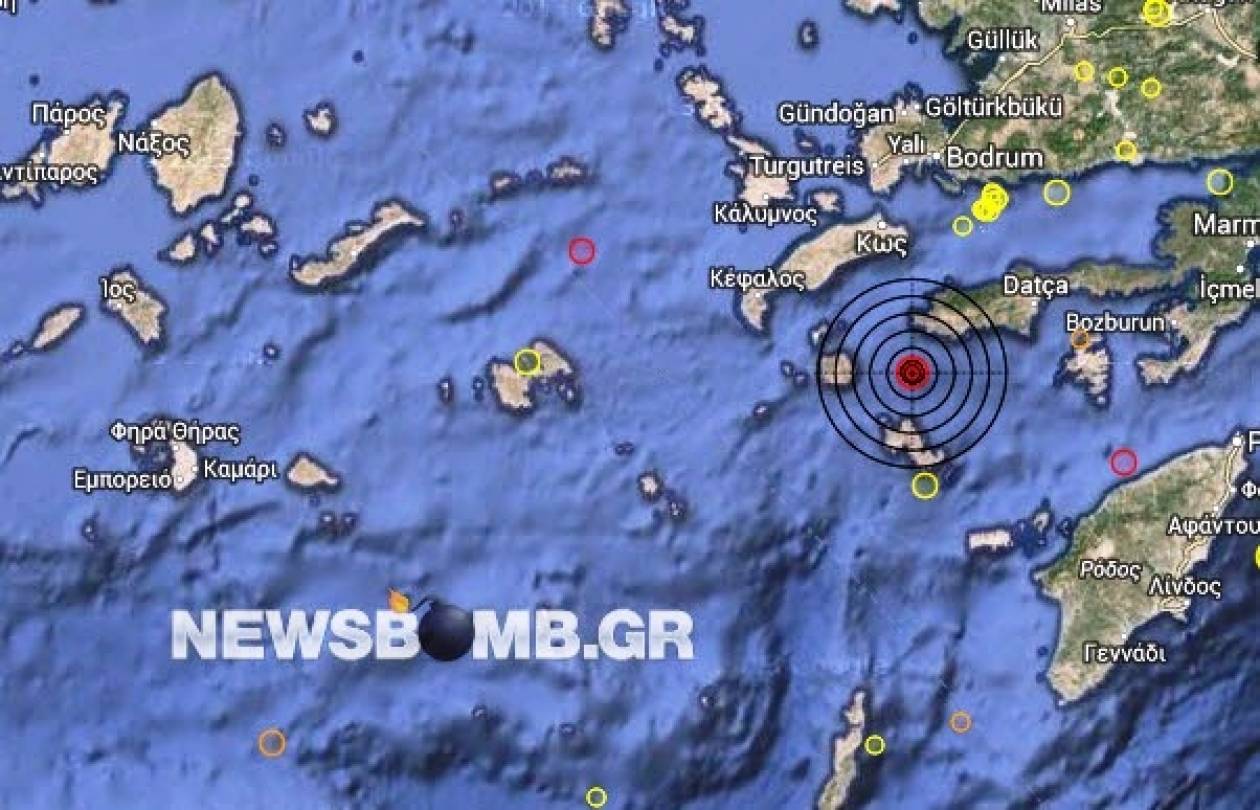 Σεισμός 4,1 Ρίχτερ ανατολικά της Νισύρου