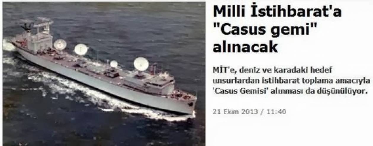 Τουρκία: «Πλοίο κατάσκοπος» των MIT