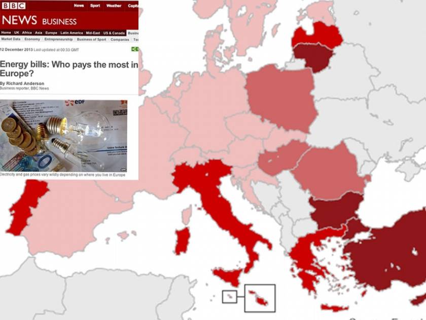 Οι Έλληνες καταναλωτές ενέργειας στη χειρότερη θέση στην Ευρώπη