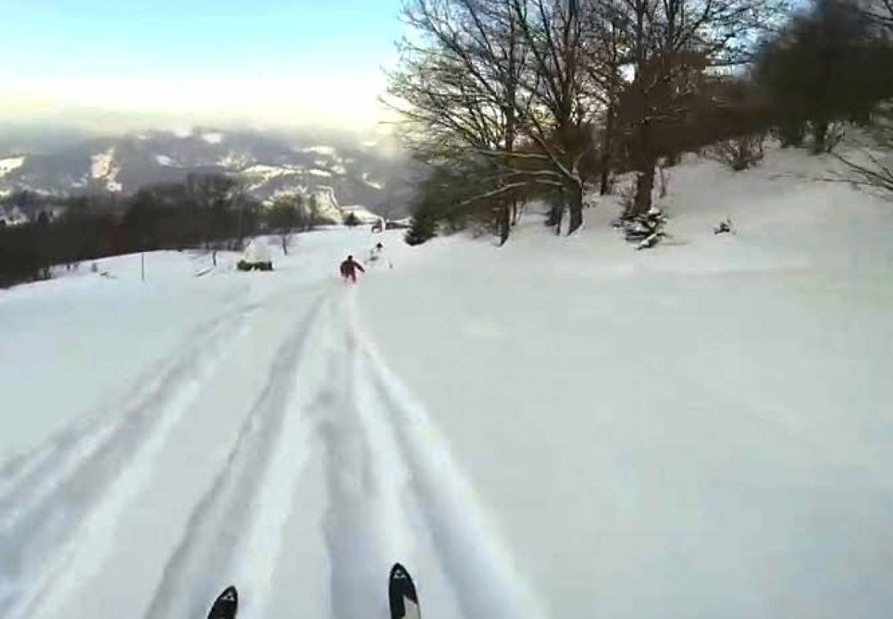 Κάνουν σκι μαζί, τρώνε τούμπα μαζί! (βίντεο)