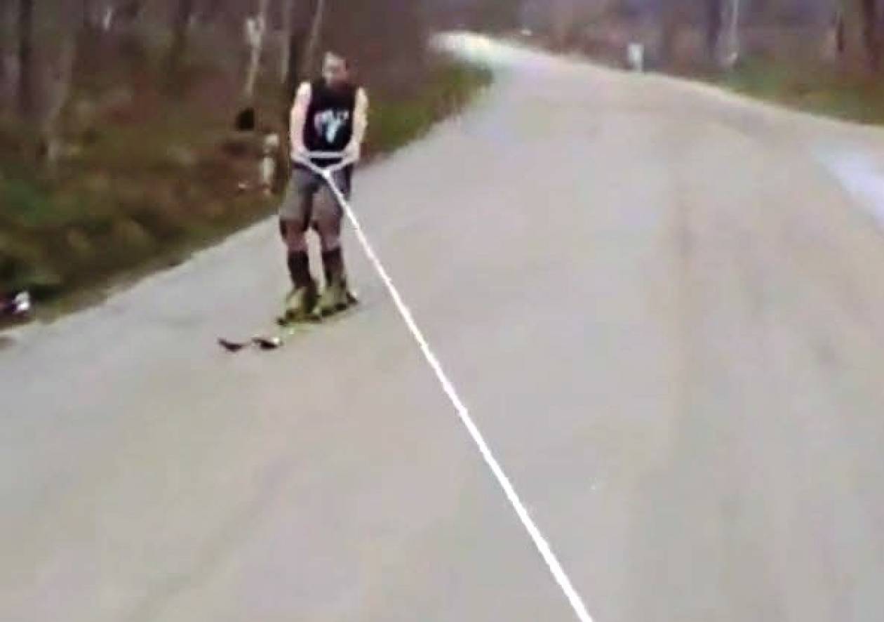 Ξεχάστε το θαλάσσιο σκι... Ήρθε το σκι του δρόμου! (βίντεο)