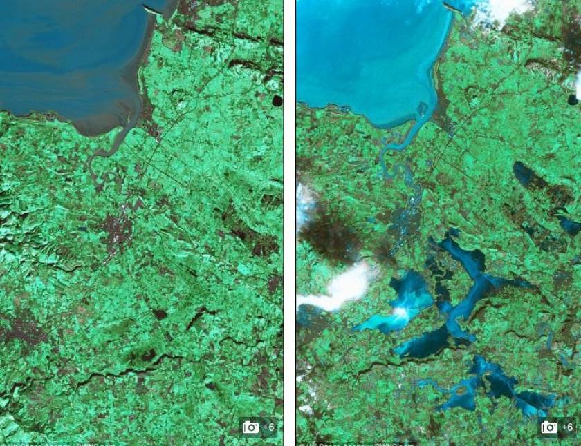 Η Βρετανία πριν και μετά τις πλημμύρες  (Φωτό από δορυφόρο)