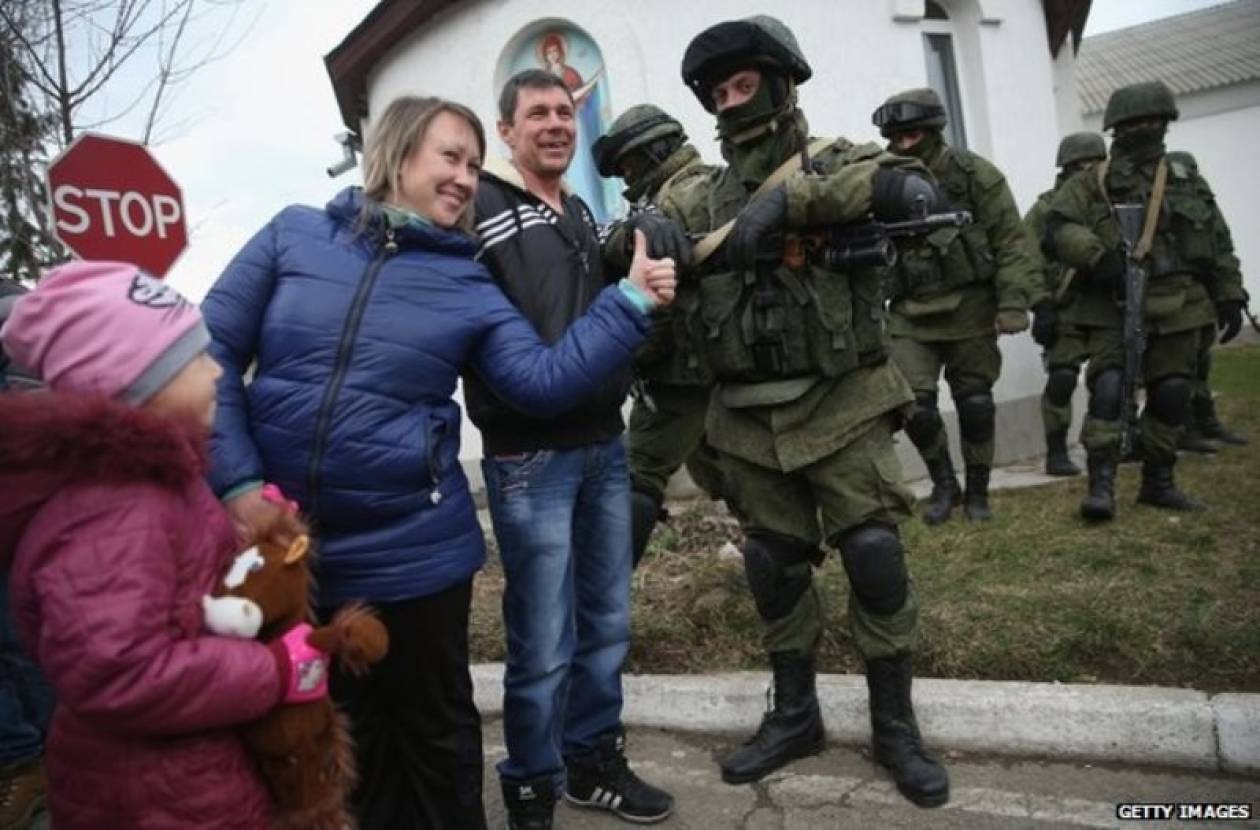 The reaction of Crimea's citizens when Russian Army entered the city