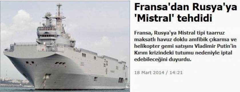 Γαλλία: Aπειλεί να μην παραδώσει το πλοίο «Mistral» στη Ρωσία