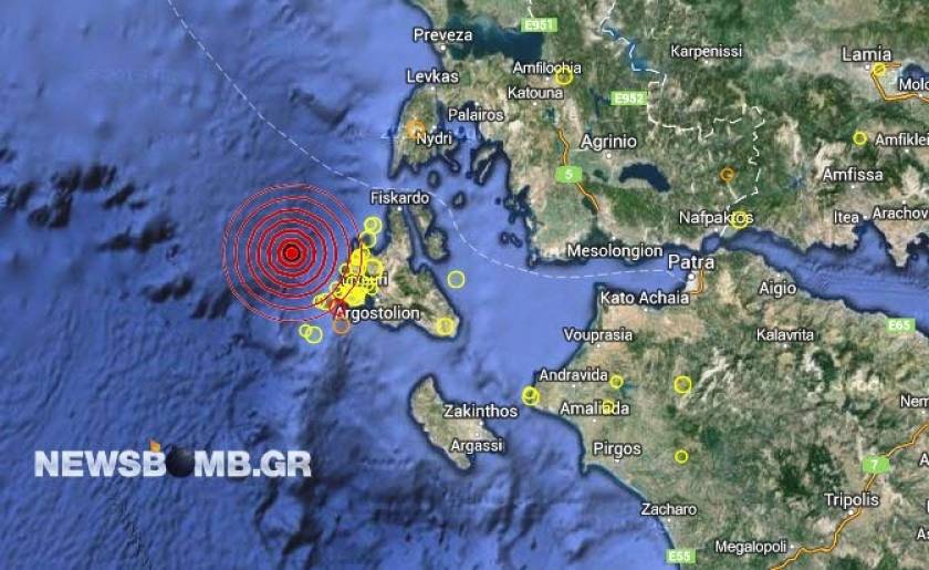 Σεισμός 3,3 Ρίχτερ δυτικά της Κεφαλονιάς