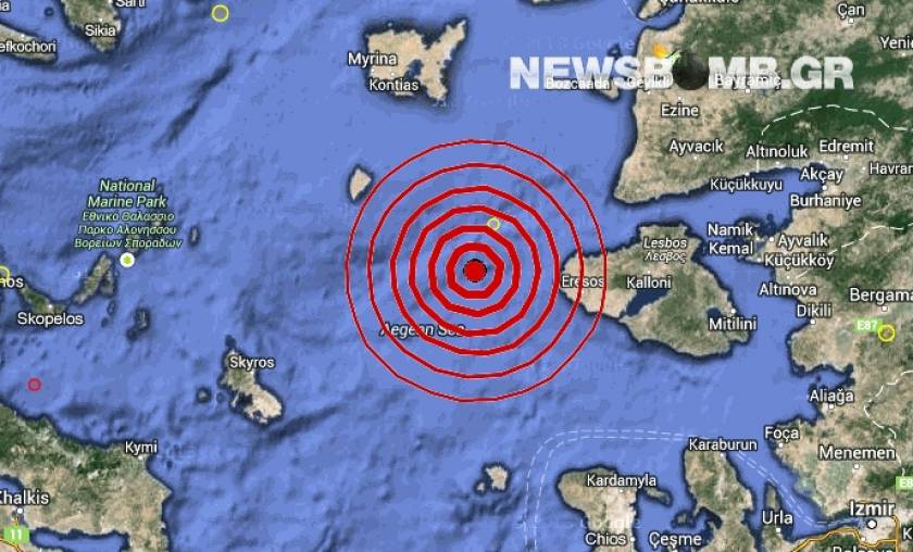 Σεισμός 4 Ρίχτερ δυτικά της Μυτιλήνης