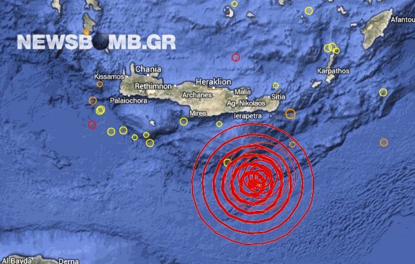 Σεισμός 4,9 Ρίχτερ νότια της Κρήτης