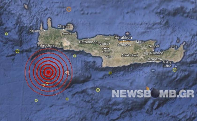 Σεισμός 4,1 Ρίχτερ νότια των Χανίων