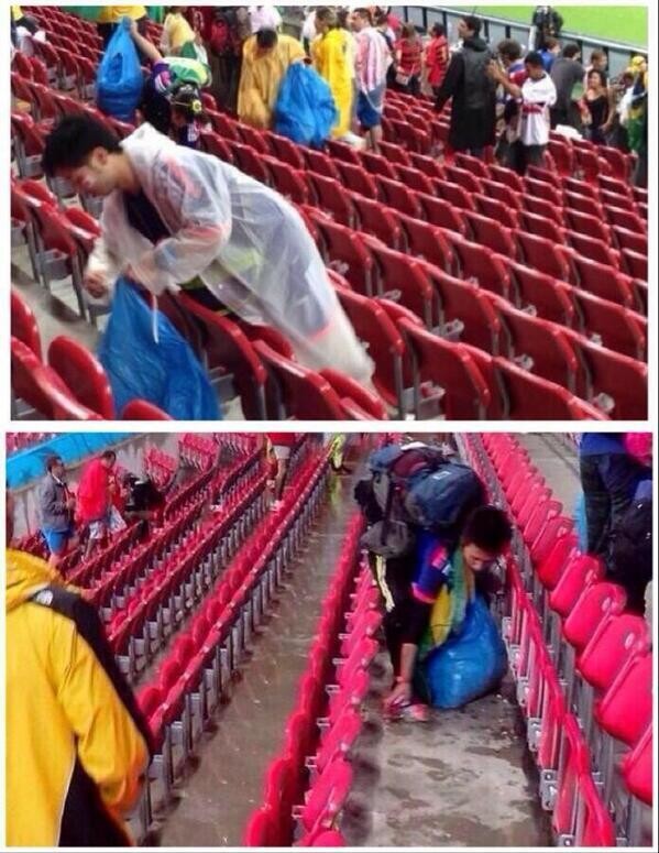 Μουντιάλ 2014: Οι Ιάπωνες είδαν το παιχνίδι και μετά καθάρισαν! (pics)
