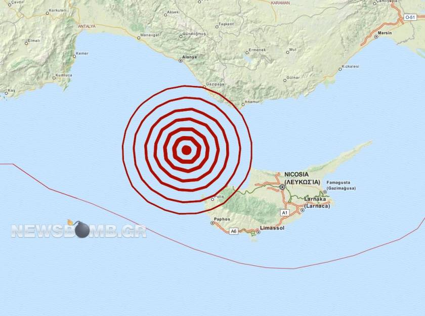 Σεισμός 4,6 Ρίχτερ βορειοδυτικά της Κύπρου