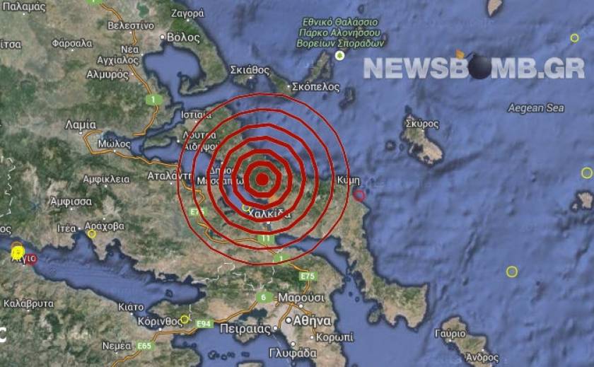 Σεισμός 3,4 Ρίχτερ βόρεια της Χαλκίδας