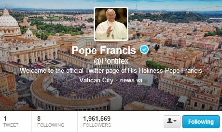 Πάπας Φραγκίσκος στο Twitter: Μία αξιοπρεπής δουλειά για όλους