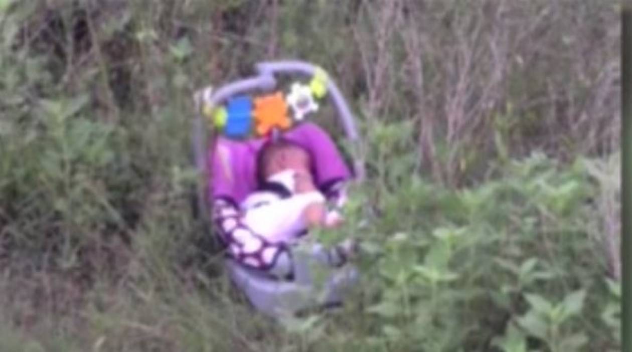 Βρήκε σε θάμνο ένα μωρό πάνω σε... (pics+video)