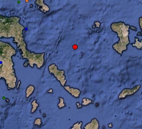 Σεισμός 4,7R μεταξύ Άνδρου και Σύρου