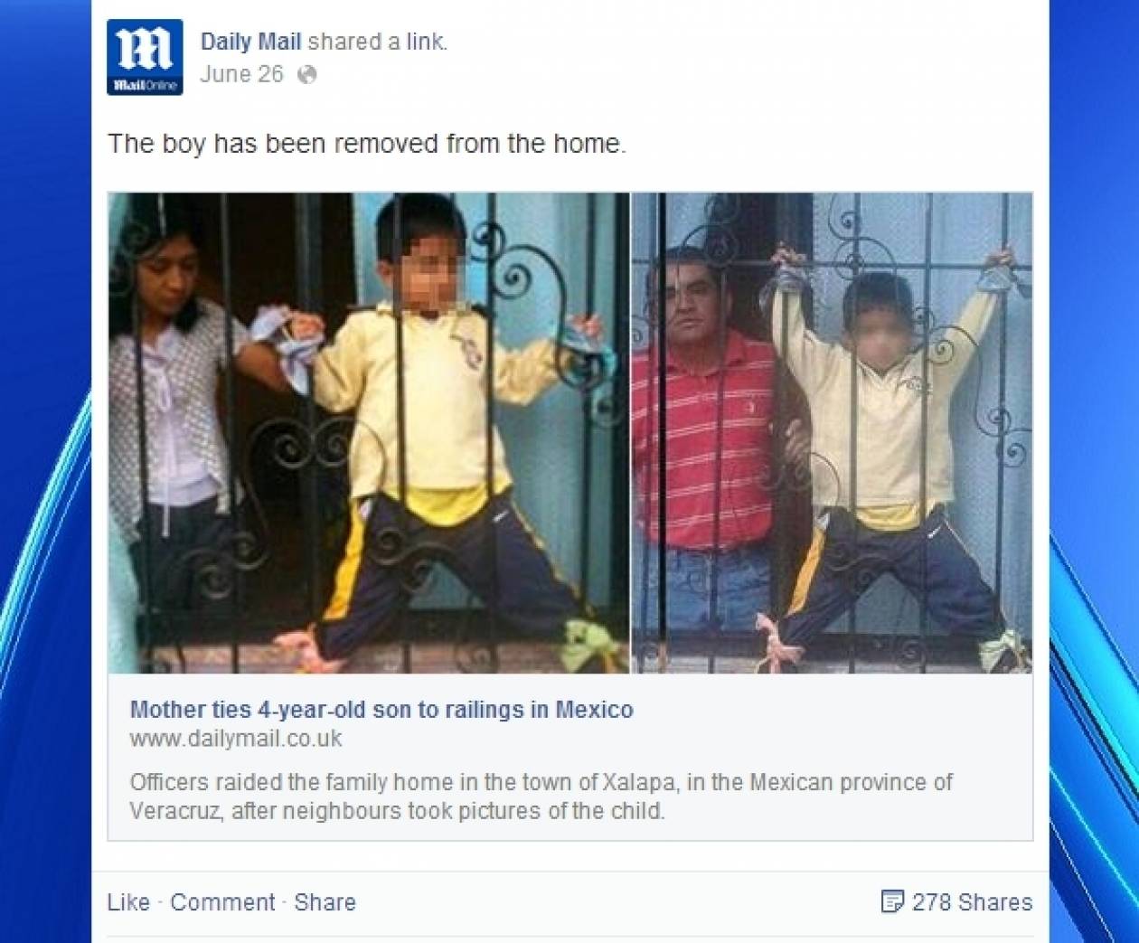 Σοκ: Έδεσαν το παιδί τους στα κάγκελα για να το τιμωρήσουν! (pic)