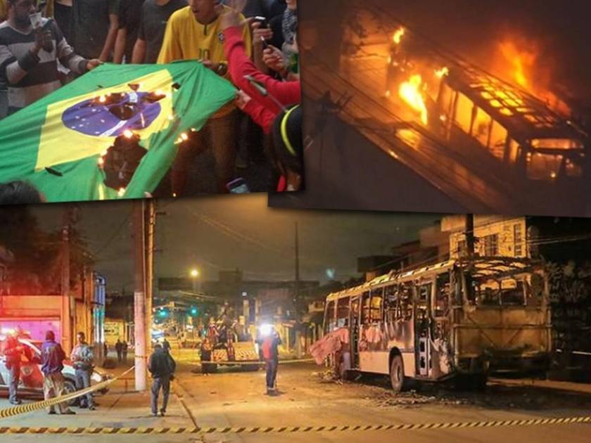 Επεισόδια, φωτιές και μαχαιρώματα στην Βραζιλία (photos+video)