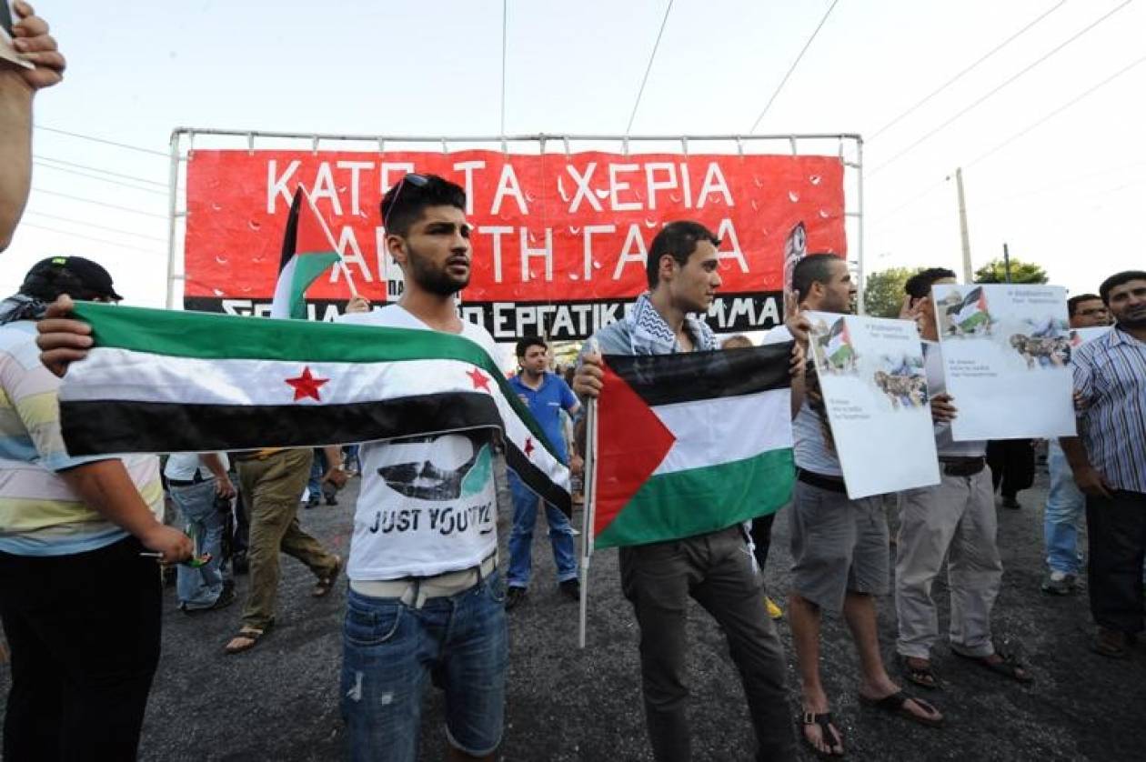 Συγκέντρωση διαμαρτυρίας κατά των ισραηλινών βομβαρδισμών (pics)