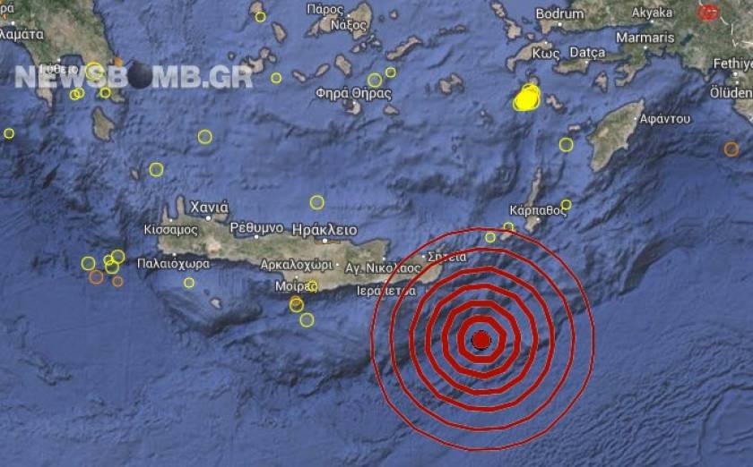 Σεισμός 3,7 Ρίχτερ νοτιοανατολικά της Κρήτης