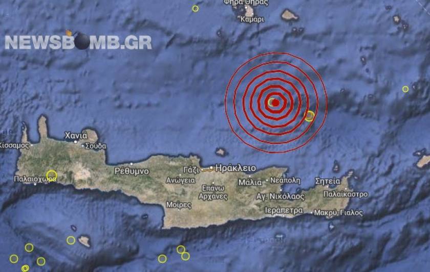 Σεισμός 3,1 Ρίχτερ βόρεια της Κρήτης
